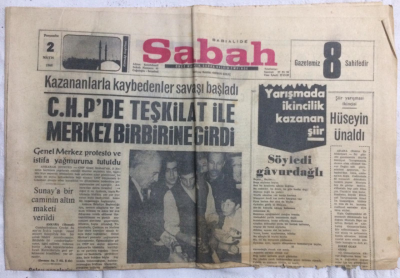 Sabah Gazetesi 2 Mayıs 1968 - CHPde Teşkilat İle Merkez Birbirine Girdi - GZ21275 - 1