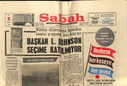 Sabah Gazetesi 2 Nisan 1968 - Başkan L. Johnson Seçime Katılmayacak GZ63976 - 2