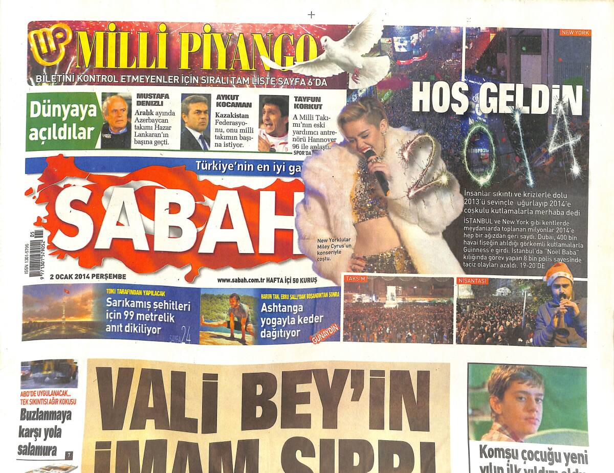Sabah Gazetesi 2 Ocak 2014 - Vali Bey'in İmam Sırrı - Nazilerin Çaldığı Tablolar İstanbul'da - Roanldinho'da Kritik Gün GZ137017 - 1