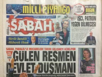 Sabah Gazetesi 2 Ocak 2015 - Fethullah Gülen Resmen Devlet Düşmanı GZ29523 - 1
