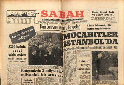 Sabah Gazetesi 2 Şubat 1966 - Giresun Vapuru İle Gelen Mücahitler İstanbulda GZ64070 - 2