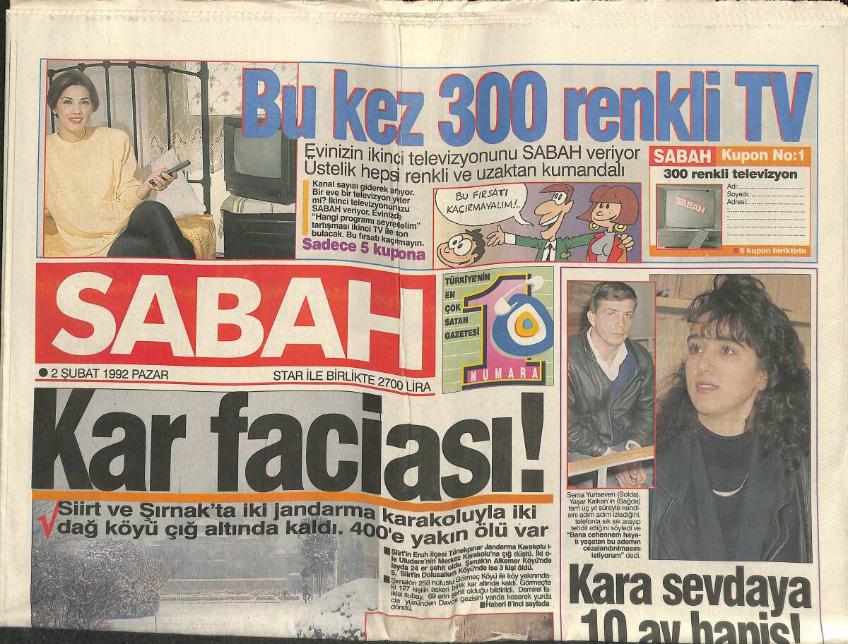 Sabah Gazetesi 2 Şubat 1992 - Nilüfer Öz Yine Mesleğine Veda Ediyor - Demirel'in Büyük Diploması Başarısı GZ153304 - 1