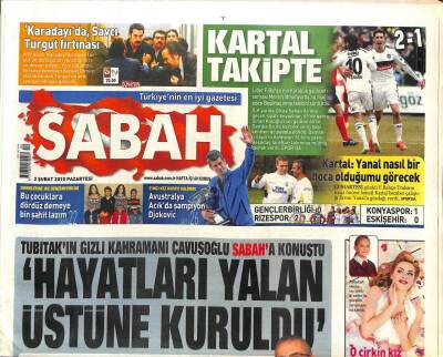 Sabah Gazetesi 2 Şubat 2015 - Moskovada Kültürel Çernobil Felaketi - Avustralya Açıkda Şampiyon Djokovic GZ98463 - 1