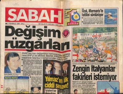Sabah Gazetesi 2 Temmuz 1991 - Sezen Aksu Sonuçtan Çok Memnun GZ83173 - 1