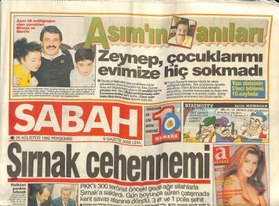 Sabah Gazetesi 20 Ağustos 1992 - Saraybosna Bombardıman Altında İnliyor GZ62125 - 2