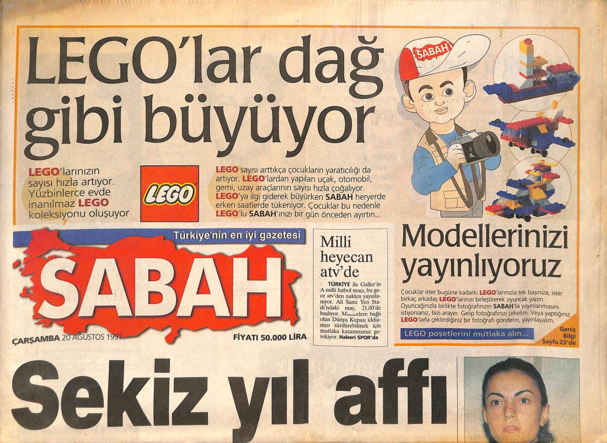 Sabah Gazetesi 20 Ağustos 1997 - İran'da Mollalar Şok Geçiriyor - Michael Jackson'ın Aklı Fena Karıştı GZ155499 - 1