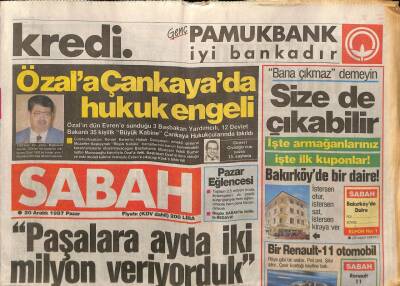Sabah Gazetesi 20 Aralık 1987 - Özala Çankayada Hukuk Engeli GZ62872 - 1