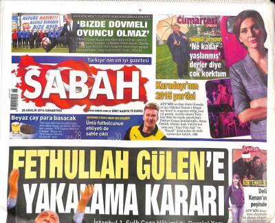 Sabah Gazetesi 20 Aralık 2014 - Rasmussen Türkiye Bölgede İstikrar , Umut Ve Refah Feneri GZ98393 - 1