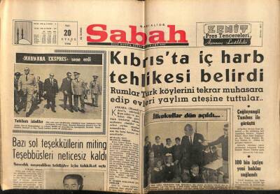 Sabah Gazetesi 20 Eylül 1966 - Kıbrısta İç Harb Tehlikesi Belirdi GZ64139 - 1