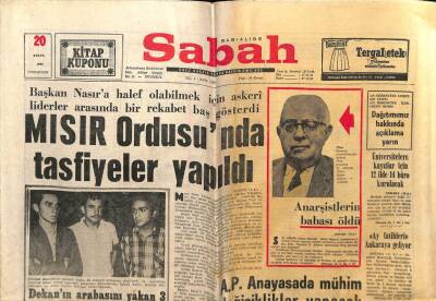 Sabah Gazetesi 20 Eylül 1969 - Mısır Ordusunda Tasfiyeler Yapıldı GZ63890 - 2