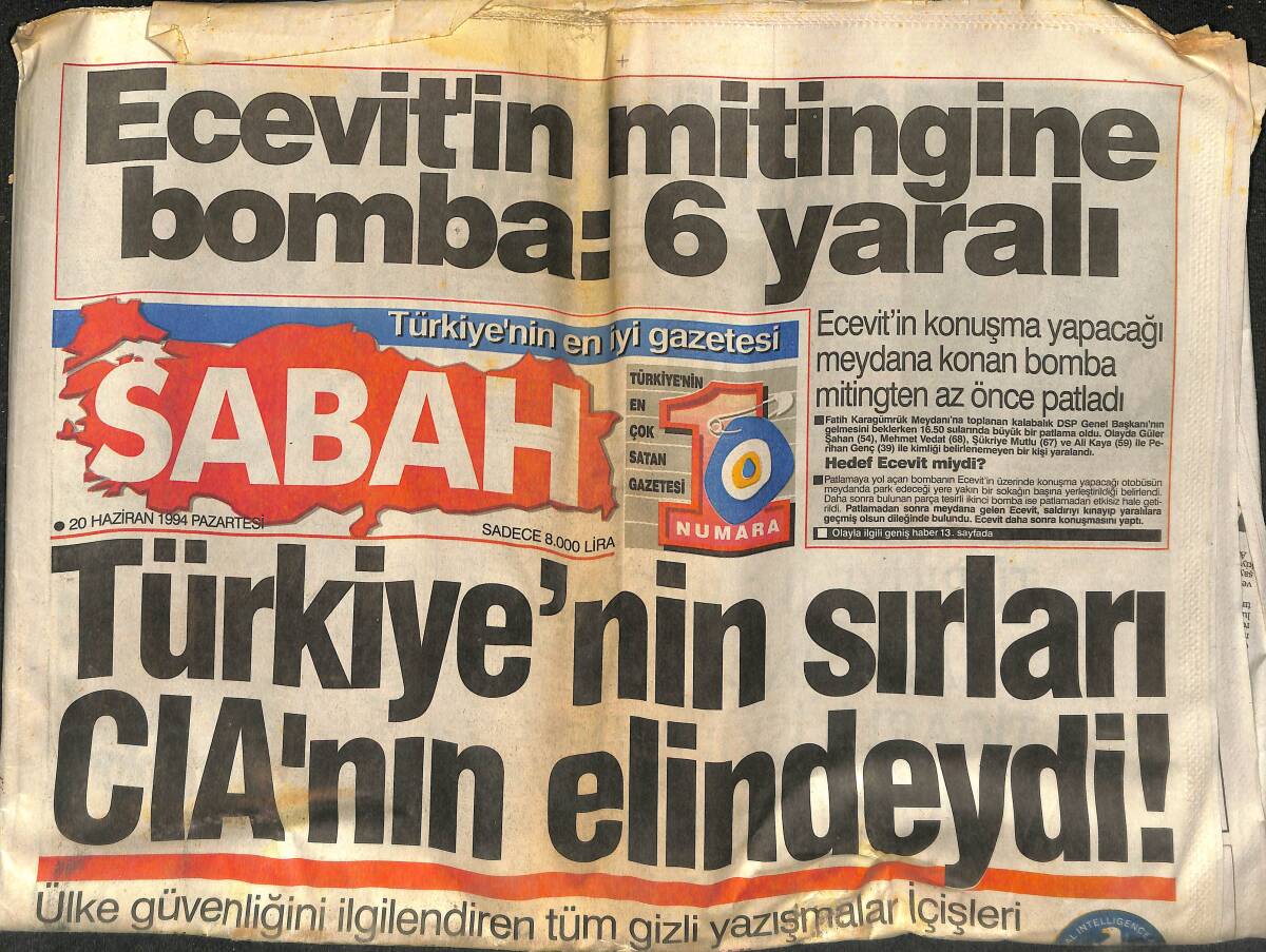 Sabah Gazetesi 20 Haziran 1994 - Ruanda'da Ölü Sayısı : 500 Bin - Dünya Kupası'nı Yasa Boğan 2 Korkunç Olay GZ153012 - 1