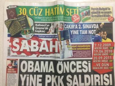 Sabah Gazetesi 20 Haziran 2012 - Obama Öncesi Yine PKK Saldırısı GZ29532 - 1