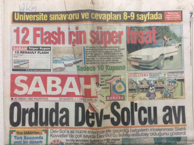 Sabah Gazetesi 20 Nisan 1992 - Orduda Dev Solcu Avı GZ27399 - 1