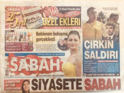 Sabah Gazetesi 20 Nisan 2010 - Bakan Taner Yıldıza Çirkin Saldırı GZ40232 - 1
