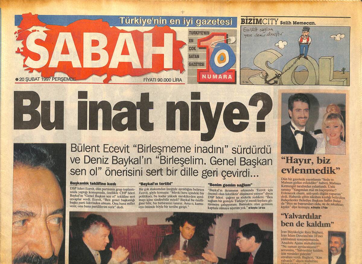 Sabah Gazetesi 20 Şubat 1997 - Seda Sayan Ve Mahsun Kırmızıgül '' Hayır Biz Evlenmedik '' GZ147998 - 1