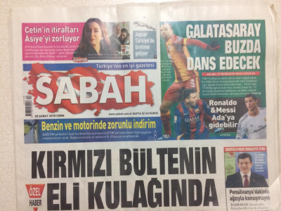 Sabah Gazetesi 20 Şubat 2015 - Galatasaray Buzda Dans Eedecek GZ27904 - 1