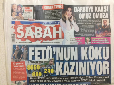 Sabah Gazetesi 20 Temmuz 2016 - Birçok Sanatçı Darbeye Karşı Omuz Omuza GZ27898 - 1