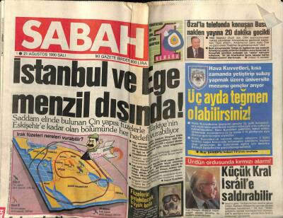 Sabah Gazetesi 21 Ağustos 1990 - Ferdi Tayfur Mahkemelik Oldu, Bülent Ersoy Yine Döktürdü GZ56610 - 1