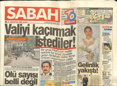 Sabah Gazetesi 21 Ağustos 1992 - Hülya Avşara Gelinlik Yakıştı GZ62122 - 2