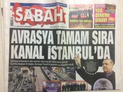 Sabah Gazetesi 21 Aralık 2016 - Avrasya Tamam,Sıra Kanal İstanbulda GZ29508 - 1