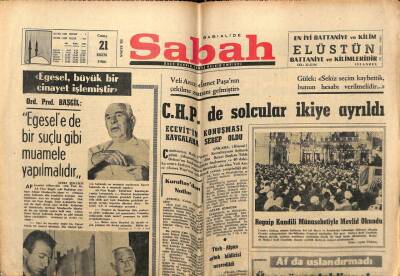 Sabah Gazetesi 21 Ekim 1966 - CHPde Solcular İkiye Ayrıldı GZ64246 - 1