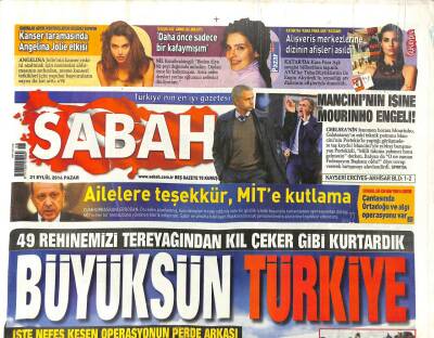 Sabah Gazetesi 21 Eylül 2014 - İlk Elektronik Sınav Sıfır Hatayla Bitti - İtalyada 40 PKKlıya Soruşturma Açıldı GZ98462 - 1