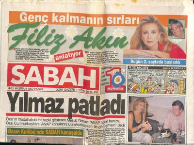 Sabah Gazetesi 21 Haziran 1992 - Herkes Ajda Pekkan İle Aziz Üstelin Aşk Yaşadığını Sanıyordu GZ83425 - 1