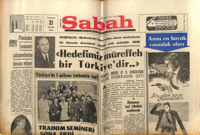 Sabah Gazetesi 21 Kasım 1966 - Demirel Hedefimiz Müreffeh Bir Türkiyedir GZ64052 - 2