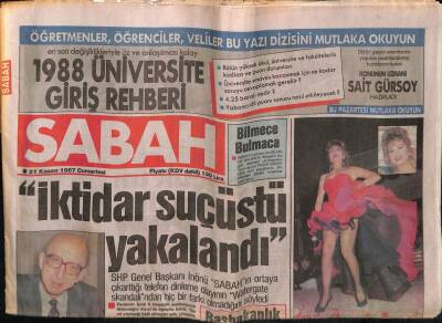 Sabah Gazetesi 21 Kasım 1987 - Sibel Canın Sahnedeki İlk Gecesi Zor Geçti GZ55909 - 1