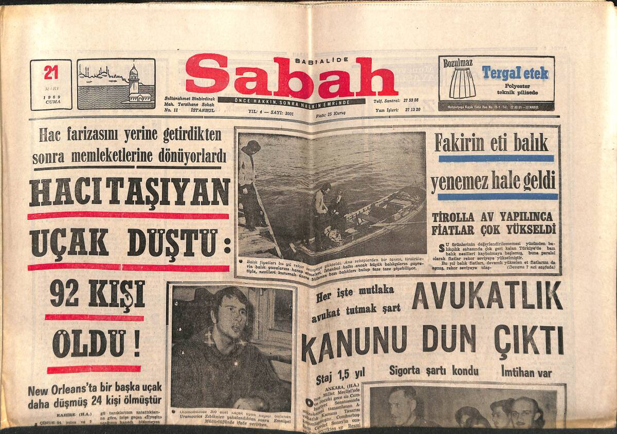 Sabah Gazetesi 21 Mart 1969 - Faruk Talu 17 Yıllık Meslek Hayatına Veda Etti - Vietnam'da Ateş Kes İçin Gizli Müzakereler Yapılıyor GZ149785 - 1