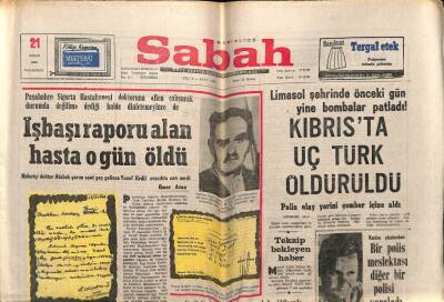Sabah Gazetesi 21 Mayıs 1969 - Kıbrısta 3 Türk Öldürüldü GZ64181 - 1