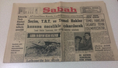 Sabah Gazetesi 21 Nisan 1967 - Kıbrısda Türk Köyleri dikenli Tellerle Çevrildi - GZ15415 - 2