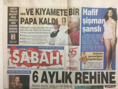Sabah Gazetesi 21 Nisan 2005 - Ve Kıyamete Bir Papa Kaldı GZ29889 - 1