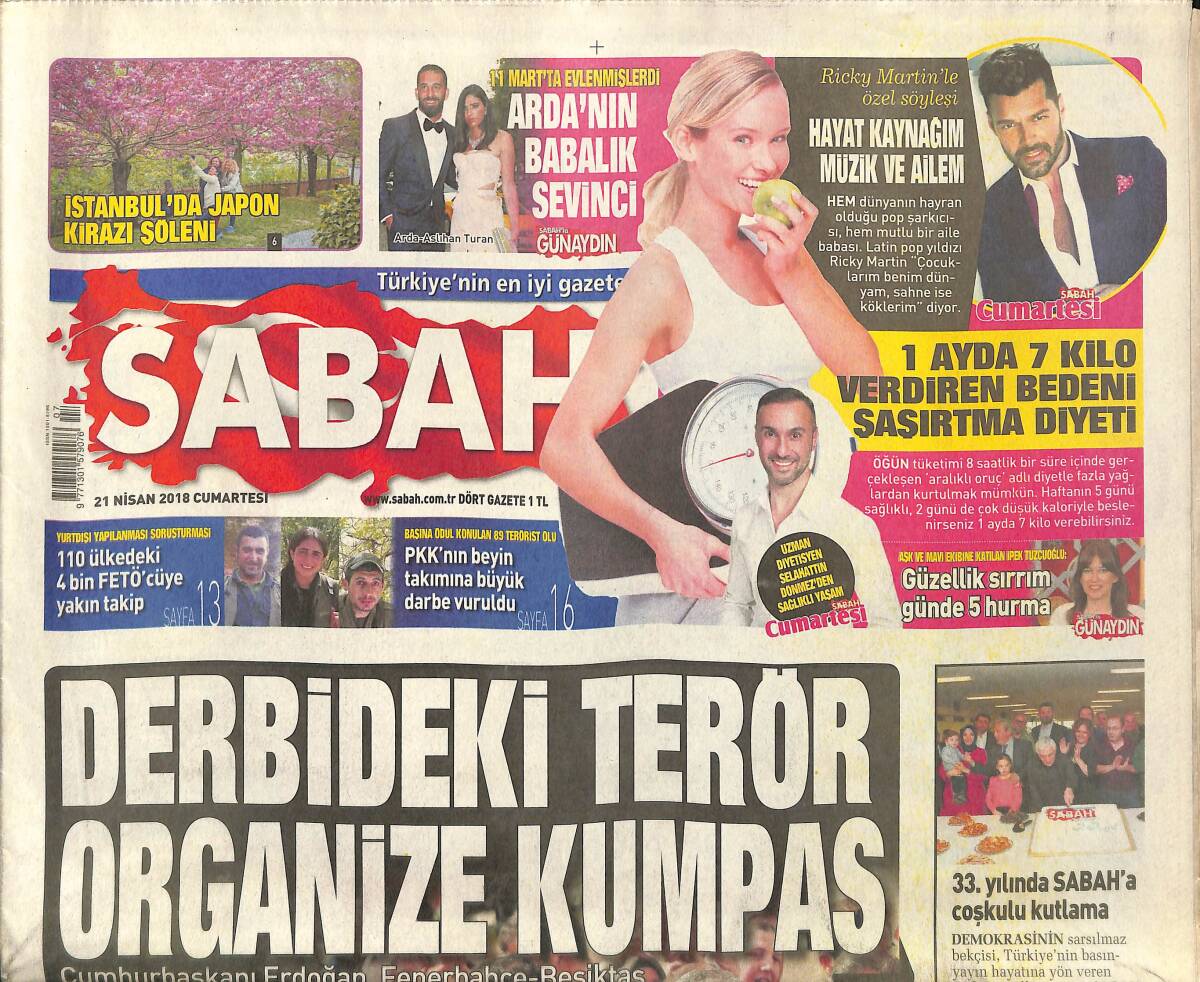 Sabah Gazetesi 21 Nisan 2018 - Derbideki Terör Organize Kumpas - CHP'de Kılıçdaroğlu Dışında Herkes Hevesli GZ154338 - 1