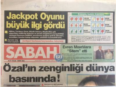 Sabah Gazetesi - 21 Ocak 1986 - Turgut Özalın Zenginliği Dünya Basınında GZ35098 - 1
