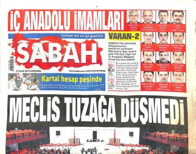 Sabah Gazetesi 21 Ocak 2015 - Meclis Tuzağa Düşmedi GZ104652 - 1