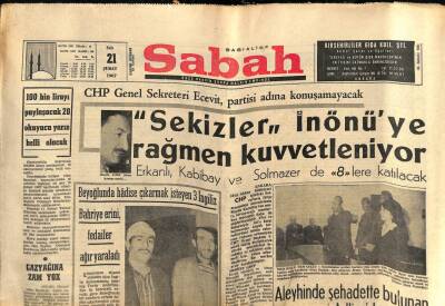 Sabah Gazetesi 21 Şubat 1967 - CHP Genel Sekreteri Ecevit , Partisi Adına Konuşamayacak GZ77367 - 1