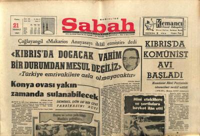 Sabah Gazetesi 21 Temmuz 1967 - Konya Ovası Yakın Zamanda Sulanabilecek GZ64154 - 2