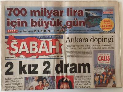 Sabah Gazetesi 21 Temmuz 1999 - İranda Muhtıra , Kıbrıs Lideri Denktaş , Eceviti Öperek Karşıladı GZ20818 - 1