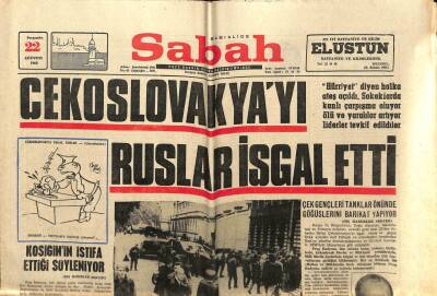 Sabah Gazetesi 22 Ağustos 1968 - Çekoslavakyayı Ruslar İşgal Etti GZ64271 - 1