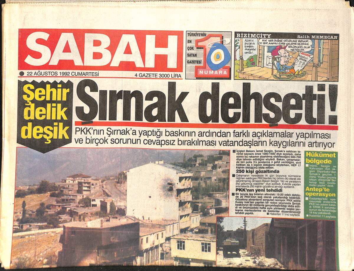 Sabah Gazetesi 22 Ağustos 1992 - Topaloğlu'nun Ponpon Kızları - Banu Alkan'ın Günah Defteri - Tatlıses: Aşık Olmak İstiyorum - Yonca Evcimik Sevgisi GZ2385 - 1