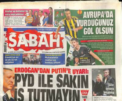 Sabah Gazetesi 22 Ekim 2015 - İstanbullu Sefaradlar Portekiz Vatandaşı - PYD , Tel Abyadda Kanton İlan Etti GZ98425 - 1