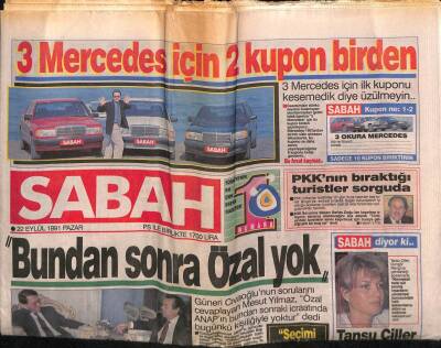 Sabah Gazetesi 22 Eylül 1991 - Doğum Günü Hediyesi GZ55887 - 1