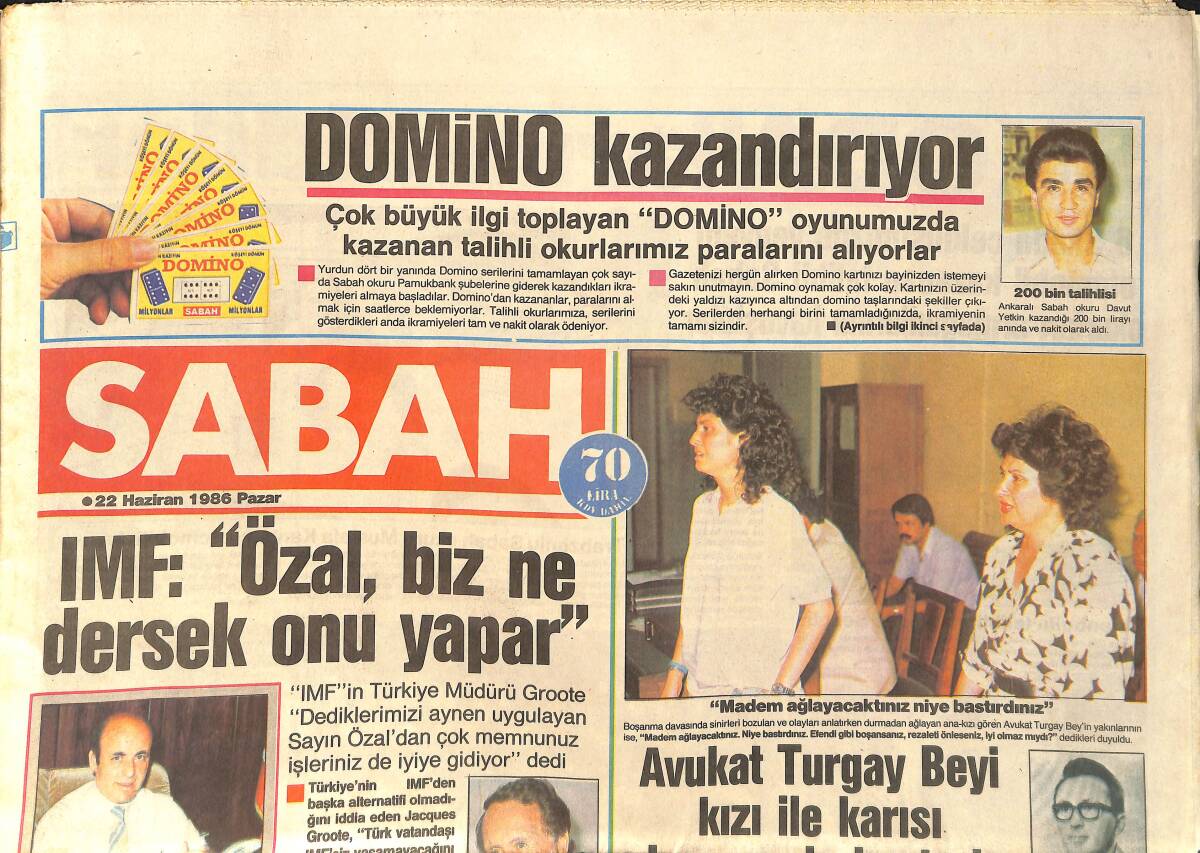 Sabah Gazetesi 22 Haziran 1986 - Müjde Ar İle Film Çevirdi Hayatı Kaydı - Skoda'larını Aldılar GZ2381 - 1