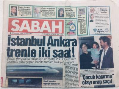 Sabah Gazetesi 22 Kasım 1990 - İstanbul Ankara Trenle 2 Saat GZ47638 - 1