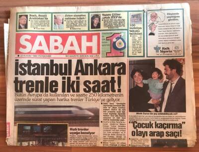 Sabah Gazetesi 22 Kasım 1990 - İstanbul Ankara Trenle İki Saat GZ1814 - 1