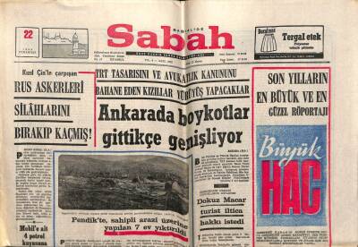 Sabah Gazetesi 22 Mart 1969 - Rus Askerleri Silahlarını Bırakıp Kaçmış GZ64185 - 1