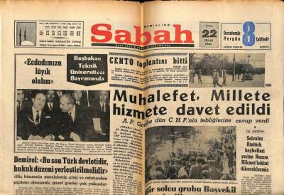 Sabah Gazetesi 22 Nisan 1966 - Bir Solcu Grubu Başvekil Demireli Protesto Etti GZ63959 - 1