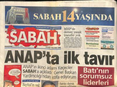 Sabah Gazetesi 22 Nisan 1999 - Cemil İpekçi Yaza Merhaba Dedi - ANAPta İlk Tavır GZ109484 - 1