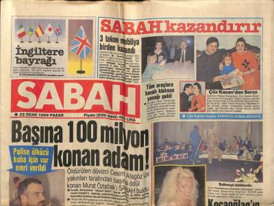 Sabah Gazetesi 22 Ocak 1989 - Ahu Tuğba İkinci Planda GZ61451 - 2